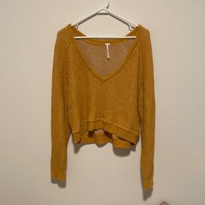 Yellow Free People cropped sweater